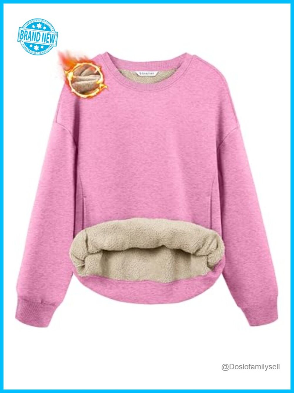 Sherpa Lined Fleece Sweatshirt Warm Winter Pullover Crewneck with Pockets